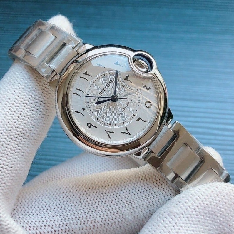 CARTIER BALLON BLEU 33MM STEEL AUTOMATIC CASE ARABIC NUMERALS