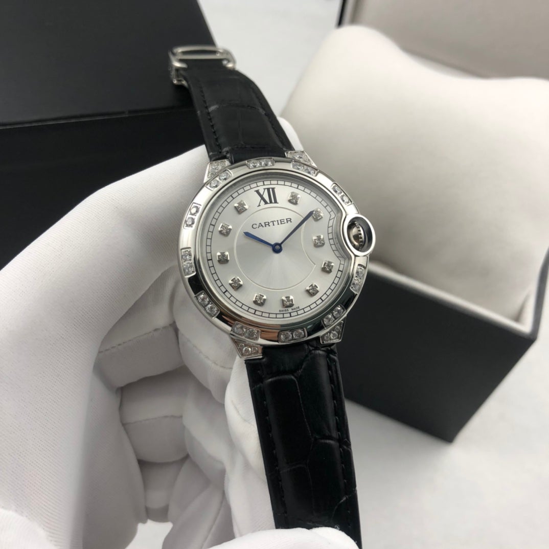 CARTIER BALLON BLEU 36MM STEEL CASE DIAMOND NUMERALS