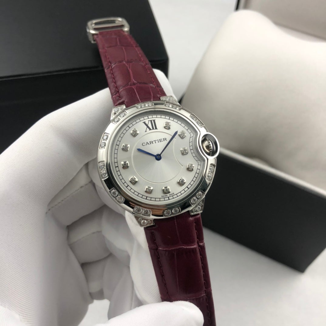 CARTIER BALLON BLEU 36MM STEEL CASE DIAMOND NUMERALS