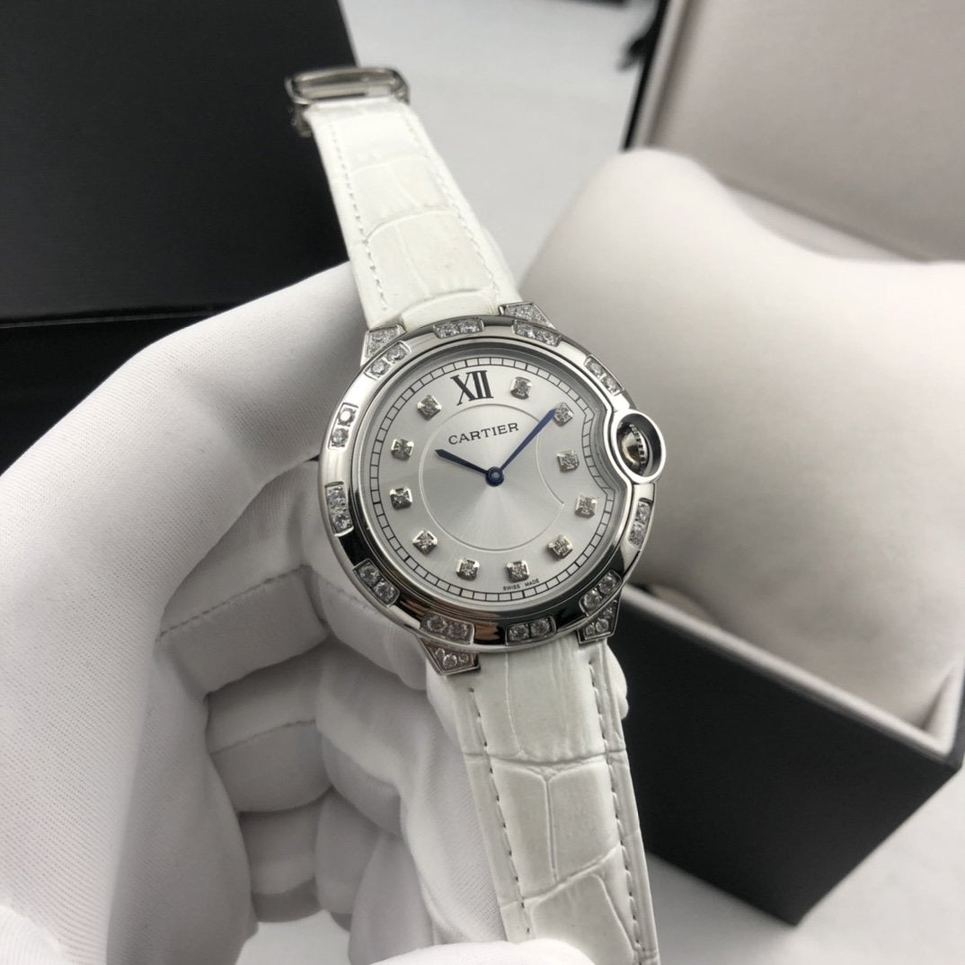 CARTIER BALLON BLEU 36MM STEEL CASE DIAMOND NUMERALS