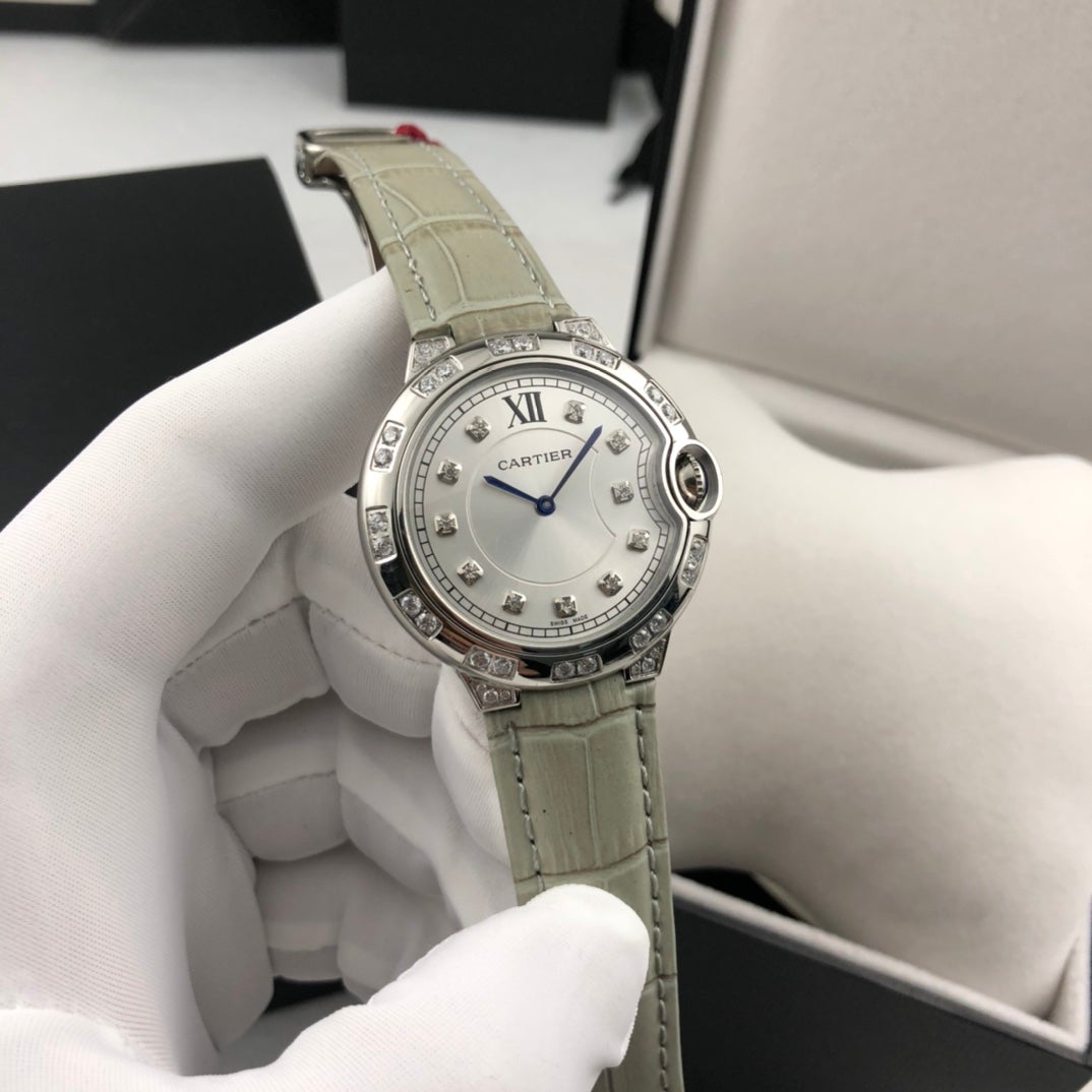 CARTIER BALLON BLEU 36MM STEEL CASE DIAMOND NUMERALS