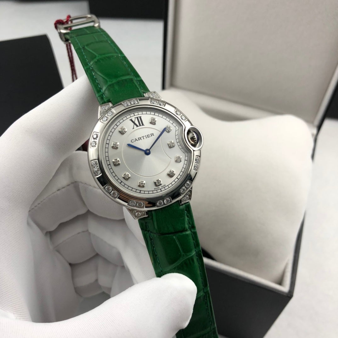 CARTIER BALLON BLEU 36MM STEEL CASE DIAMOND NUMERALS