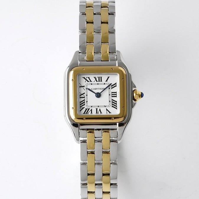 CARTIER PANTHERE DE CARTIE 22MM QUARTZ GOLD STEEL WHITE DIAL