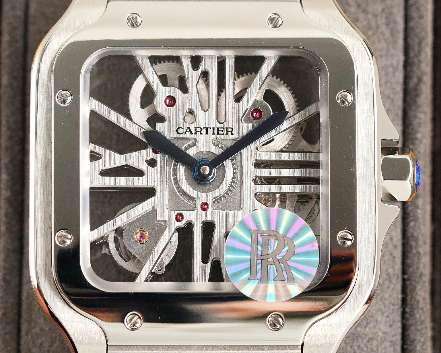 CARTIER SANTOS DE CARTIE STAINLES STEEL SKELETON DIAL