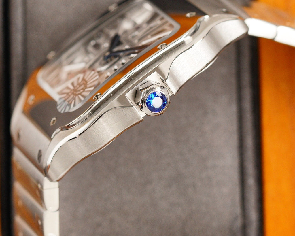 CARTIER SANTOS DE CARTIE STAINLES STEEL SKELETON DIAL
