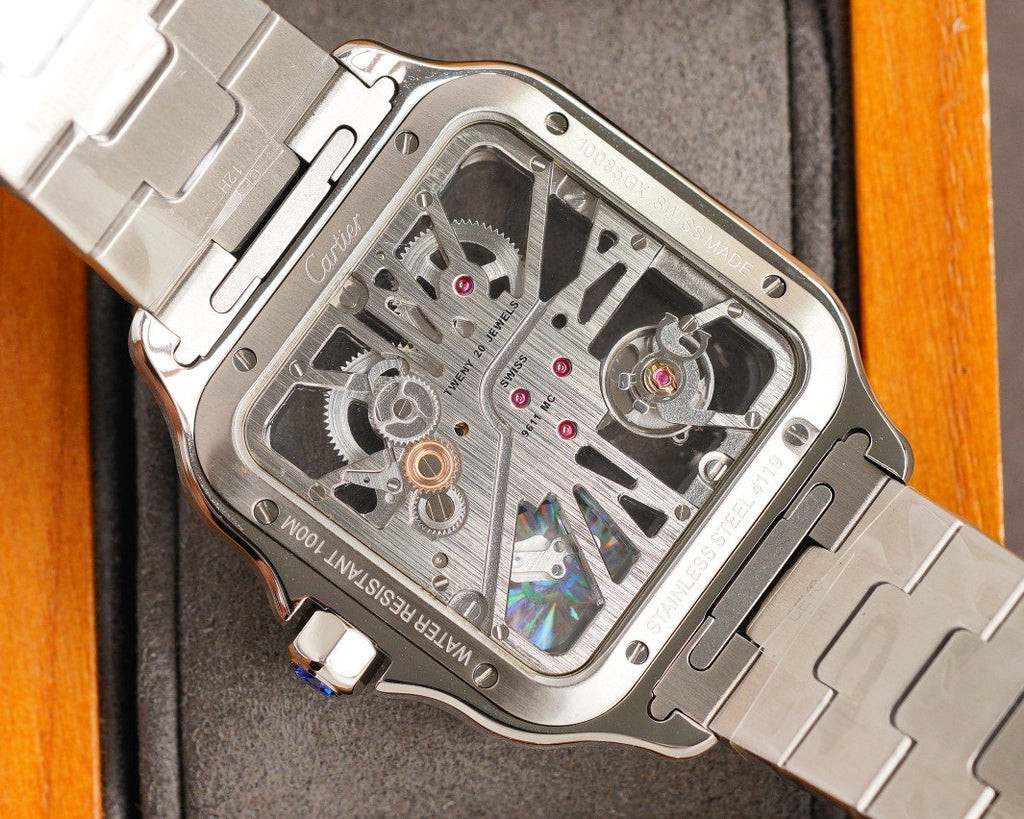 CARTIER SANTOS DE CARTIE STAINLES STEEL SKELETON DIAL