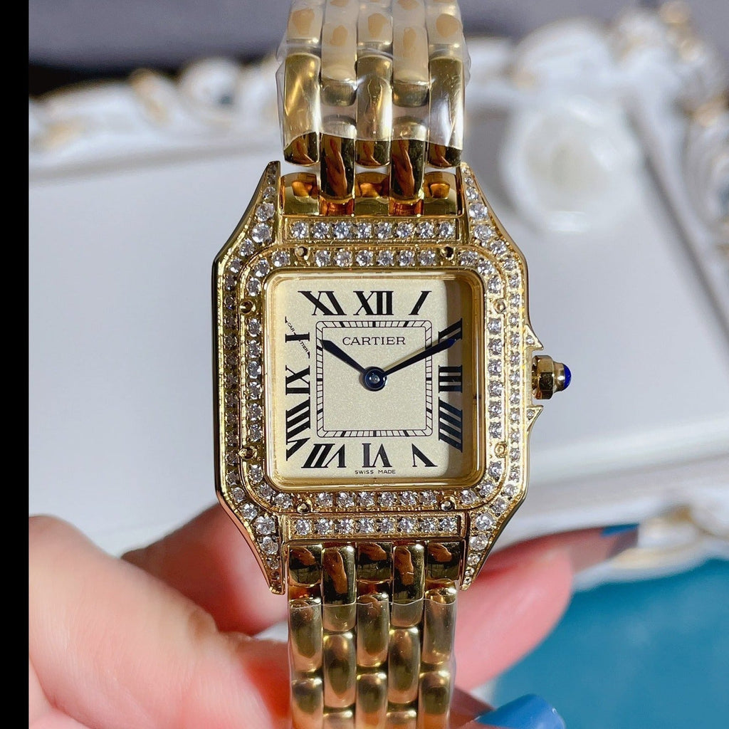 CARTIER PANTHERE 27MM QUARTZ ROSE GOLD DIAMOND BEZEL