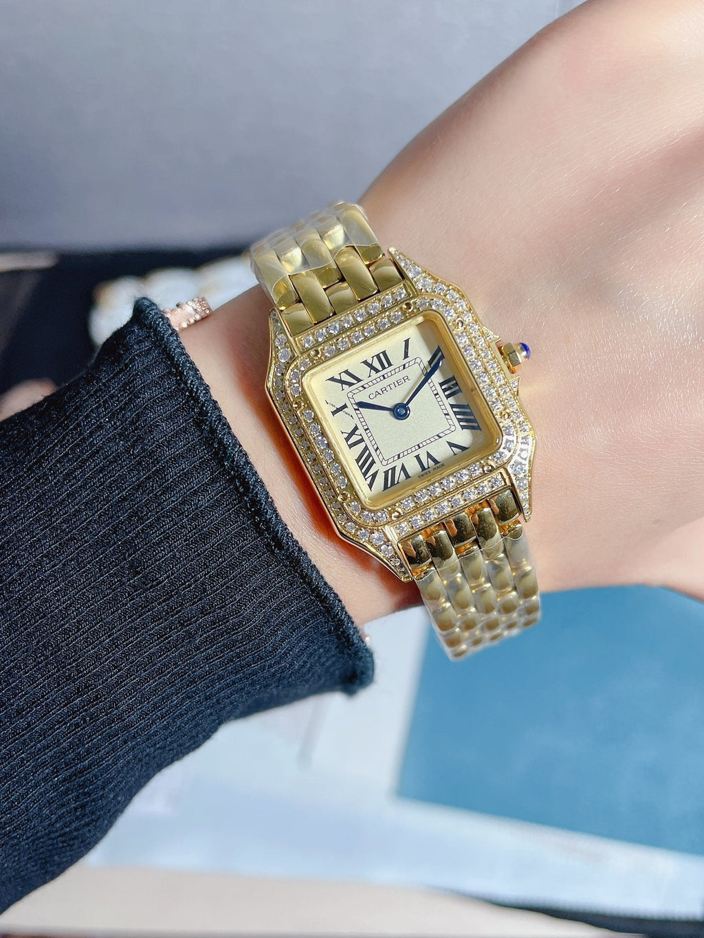 CARTIER PANTHERE 27MM QUARTZ ROSE GOLD DIAMOND BEZEL
