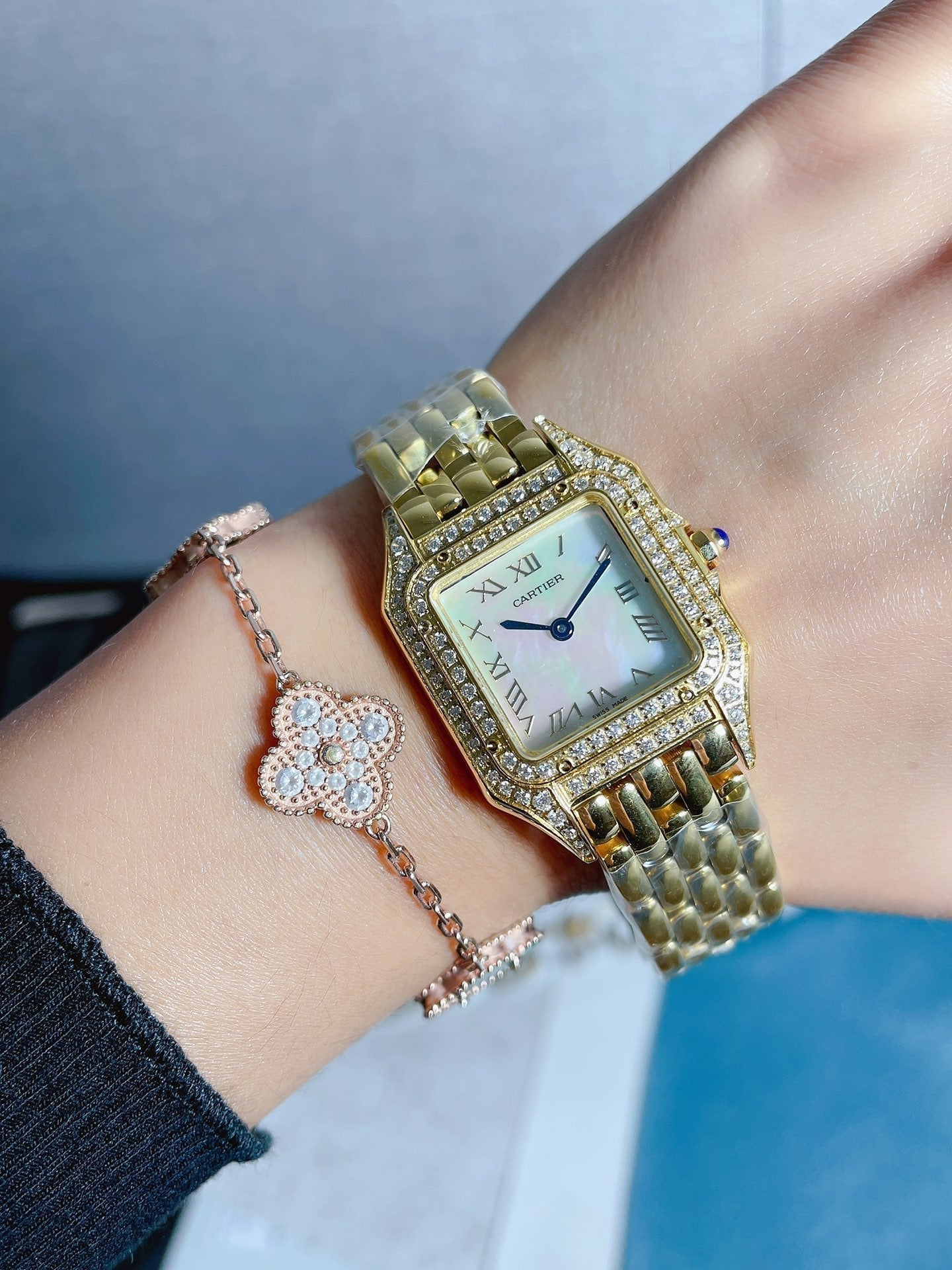 CARTIER PANTHERE 27MM QUARTZ ROSE GOLD DIAMOND BEZEL