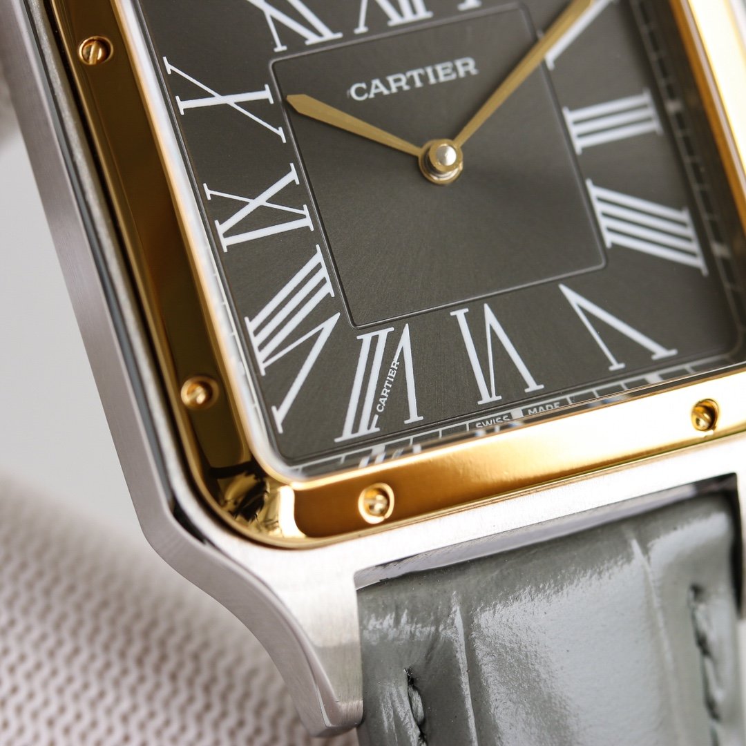 CARTIER SANTOS DUMONT XL GOLD STEEL LEATHER