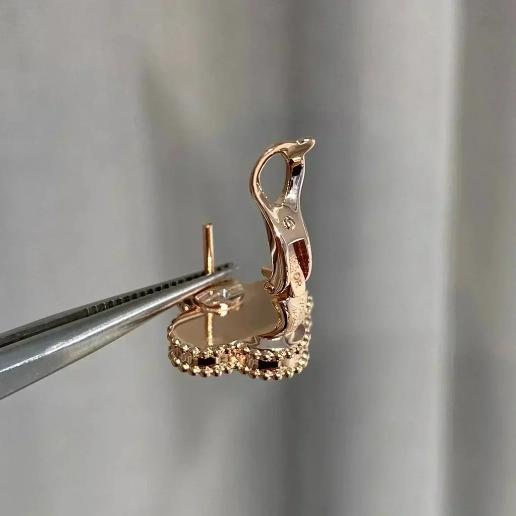 VCA CLOVER MEDIUM 1 MOTIFS PINK MOP DIAMOND EARRINGS