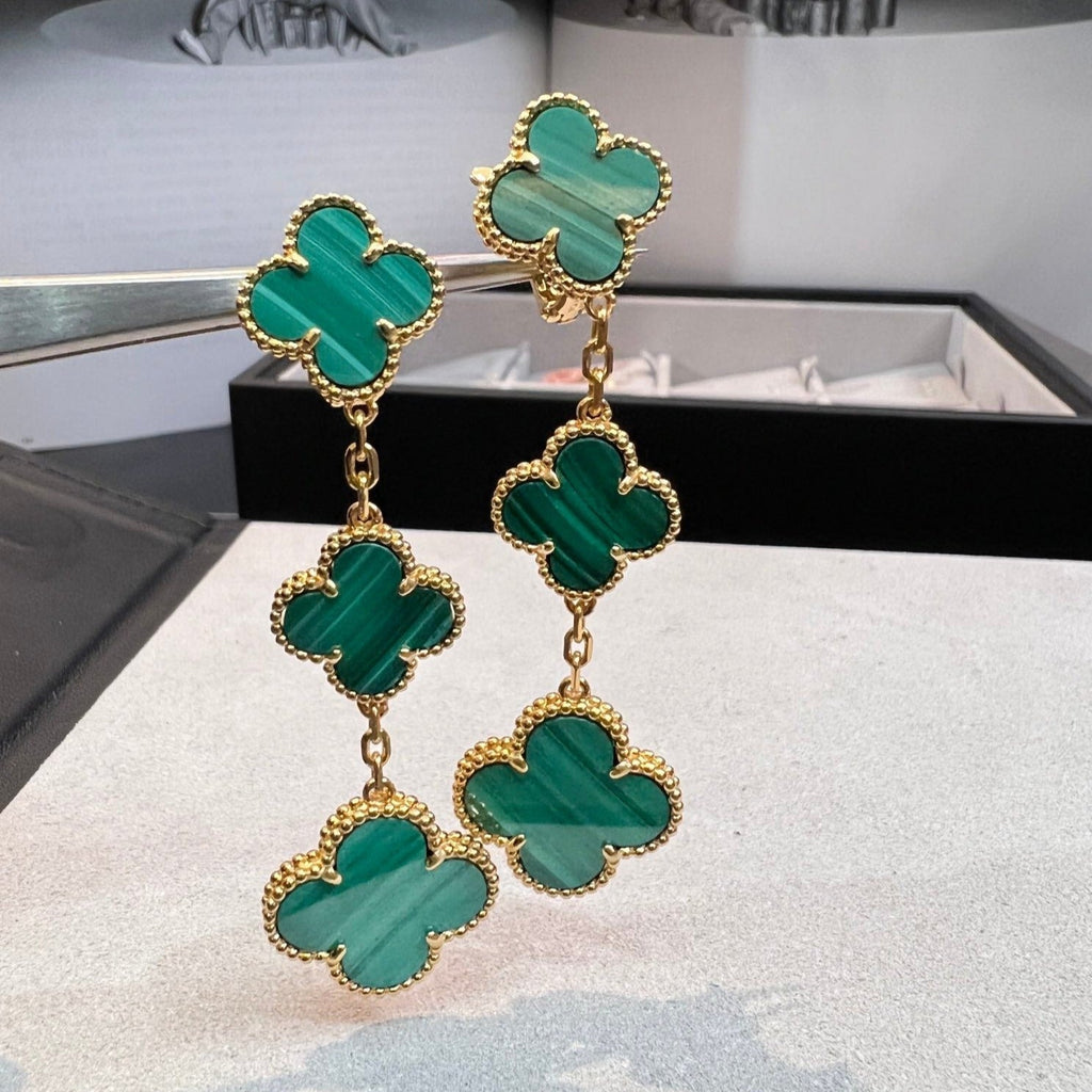 VCA CLOVER MALACHITE 3 MOTIFS GOLD