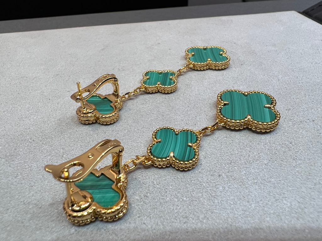 VCA CLOVER MALACHITE 3 MOTIFS GOLD