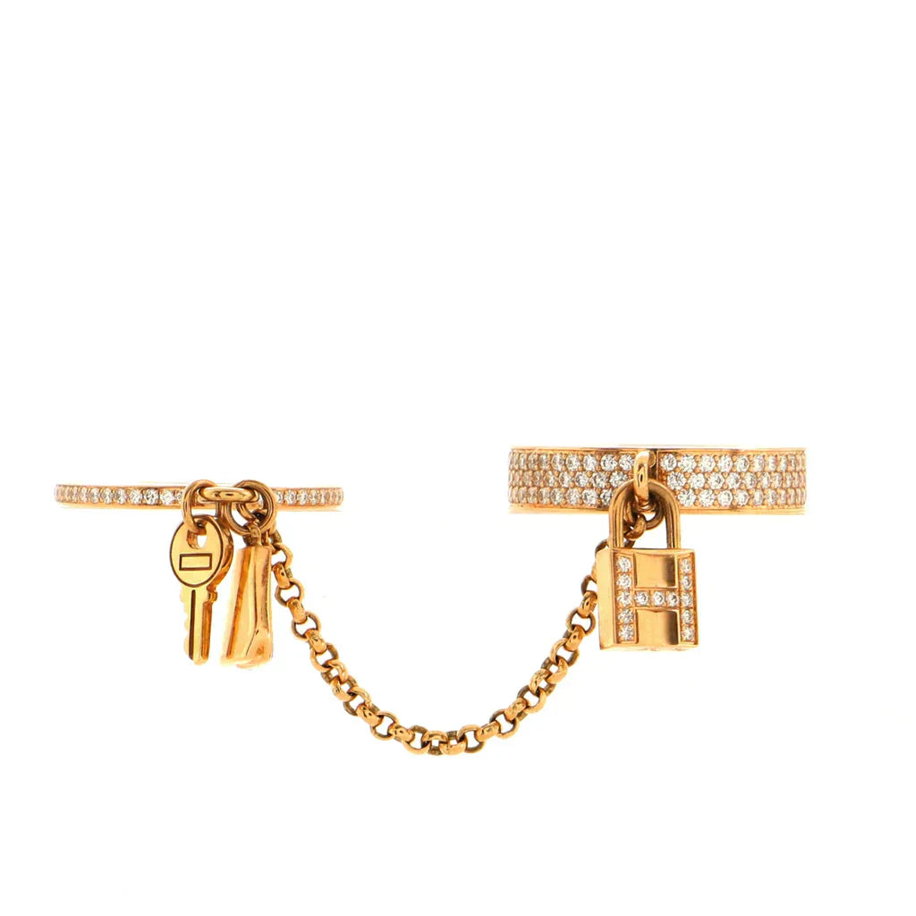 HERMES HM KELLY CLOCHETTE DOUBLE RING IN WITH DIAMONDS