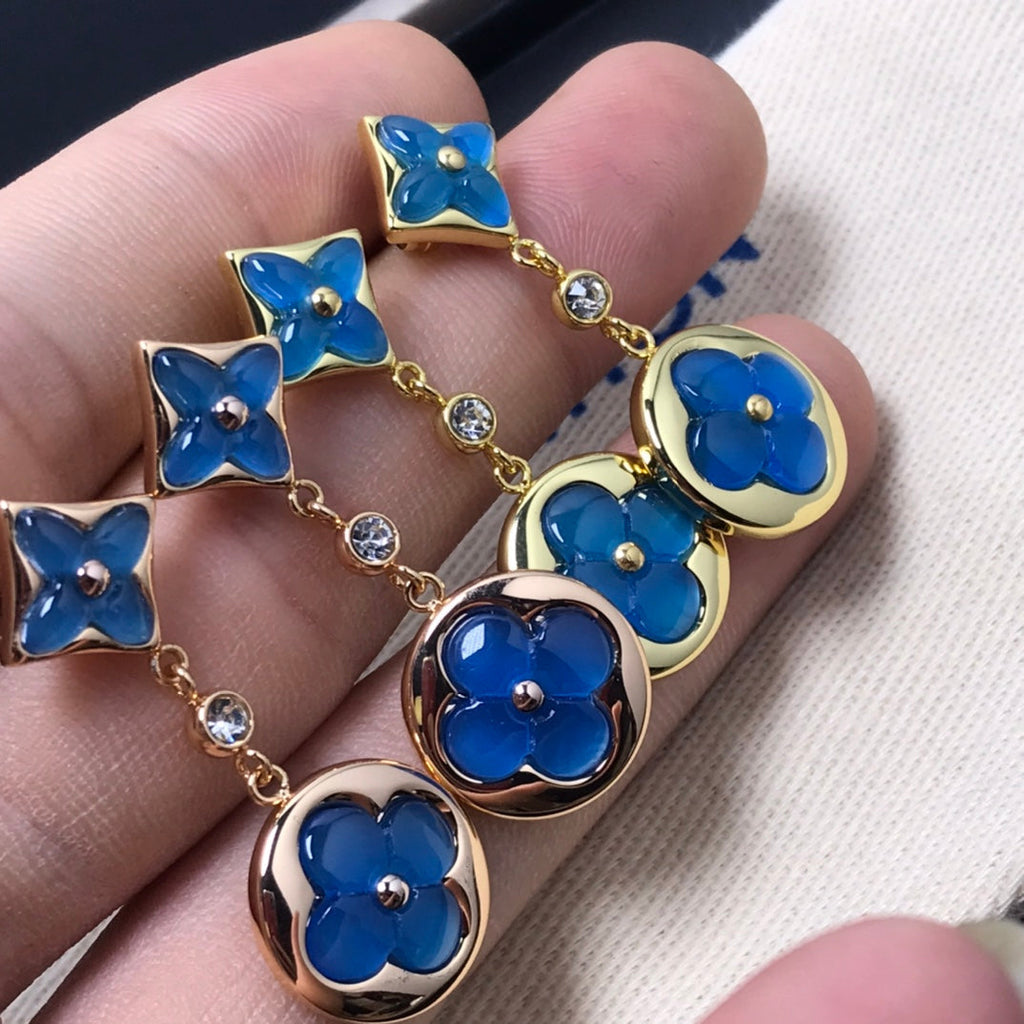 LOUIS VUITTON STAR AND SUN AGATE DIAMOND EARRINGS
