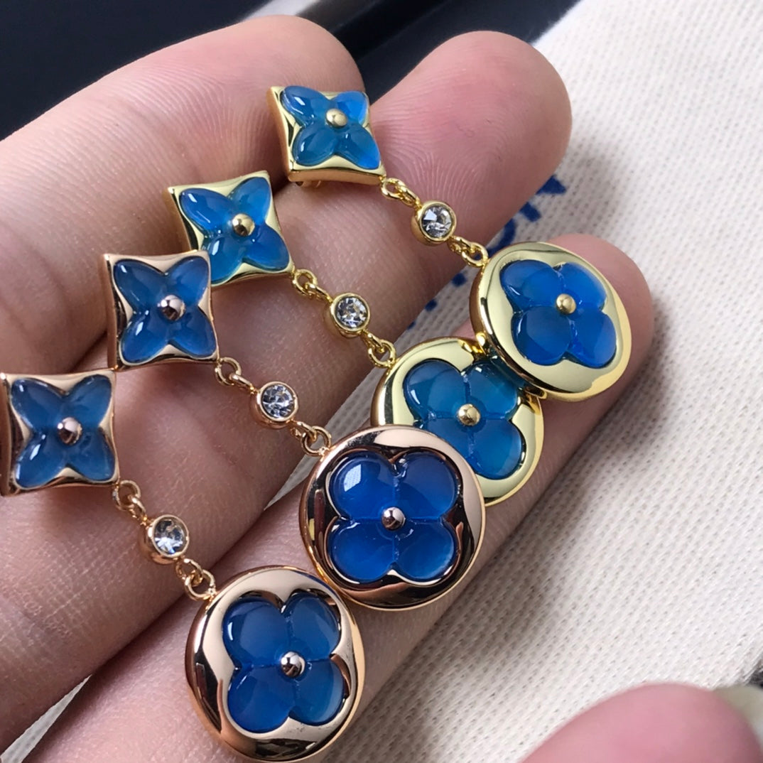 LOUIS VUITTON STAR AND SUN AGATE DIAMOND EARRINGS