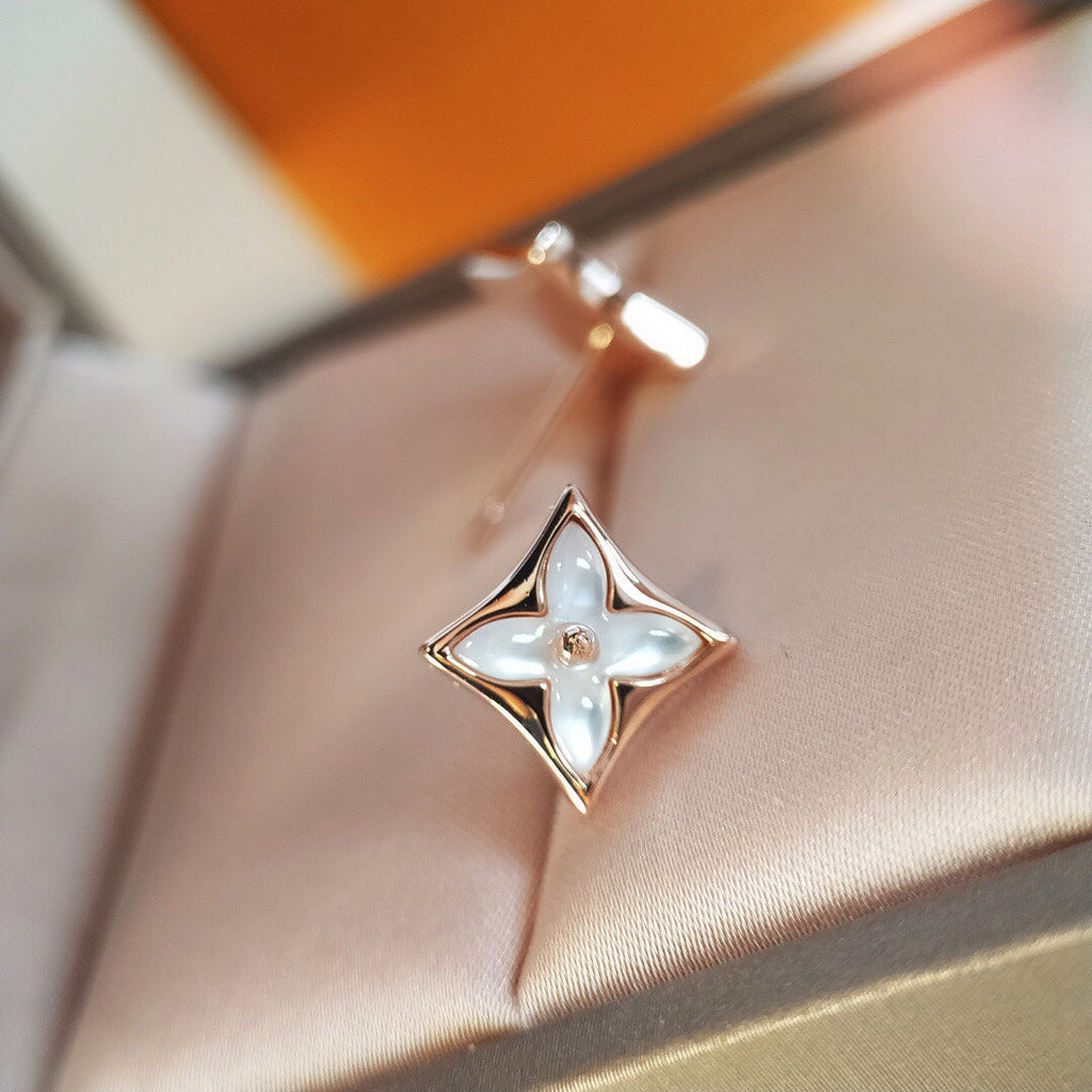 LOUIS VUITTON STAR MOP PINK GOLD EARRINGS