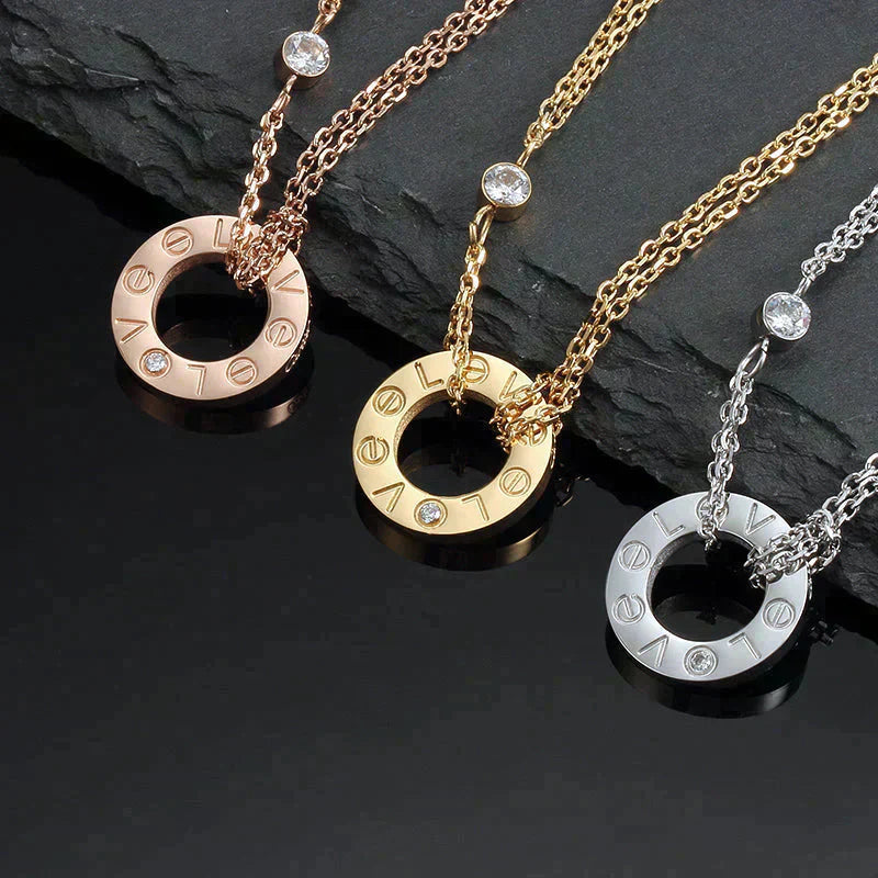 CARTIER LOVE NECKLACE 16MM 2 DIAMONDS