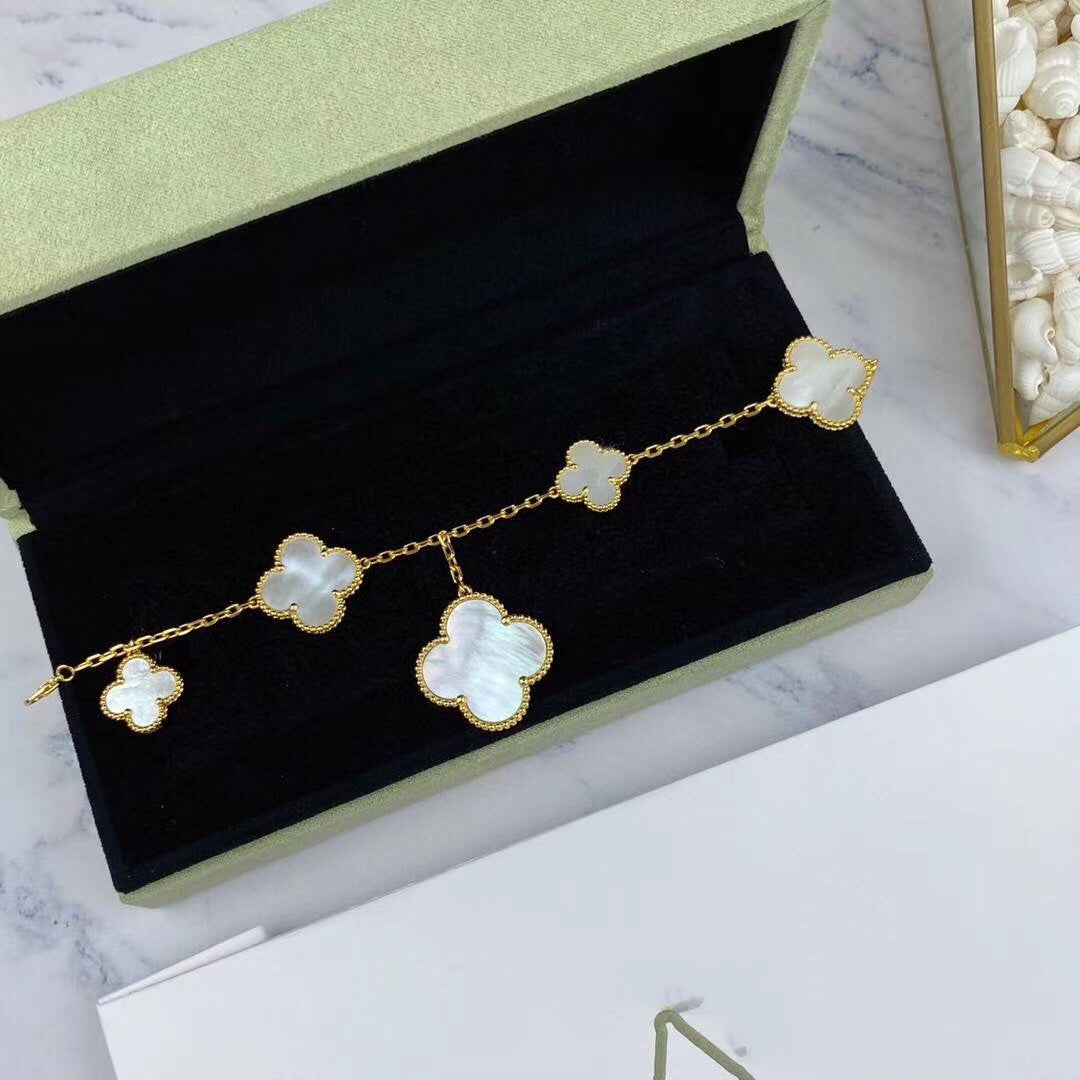 VCA MAGIC CLOVER MOP GOLD BRACELET 5 MOTIFS