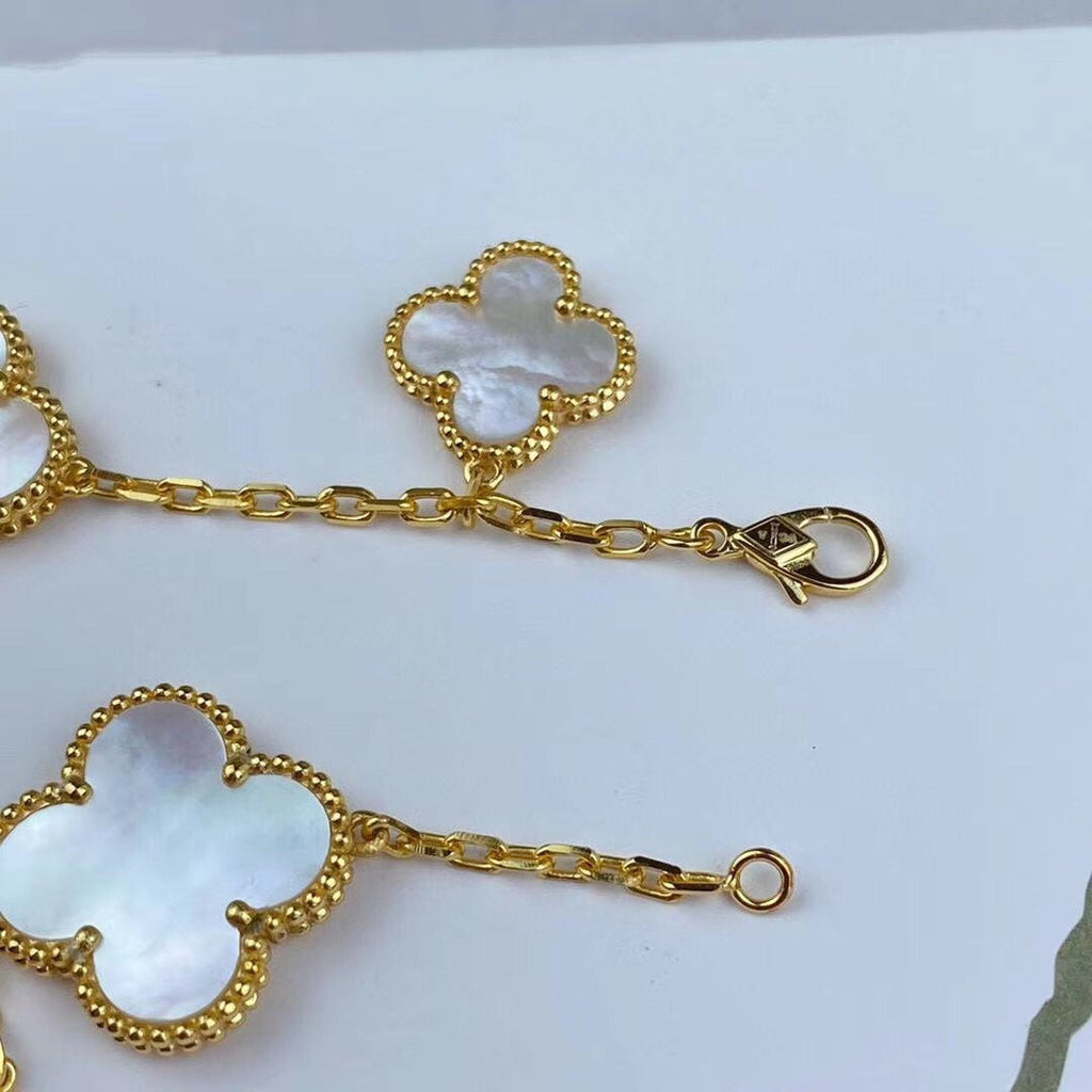 VCA MAGIC CLOVER MOP GOLD BRACELET 5 MOTIFS