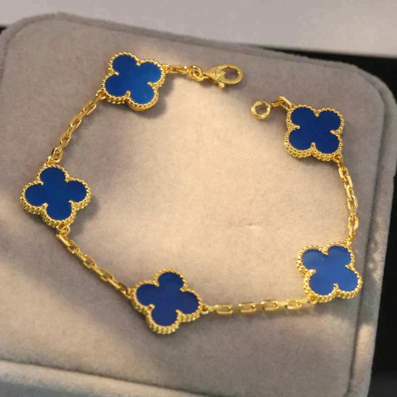 VCA CLOVER 5 MOTIF BLUE AGATE BRACELET COLLECTION