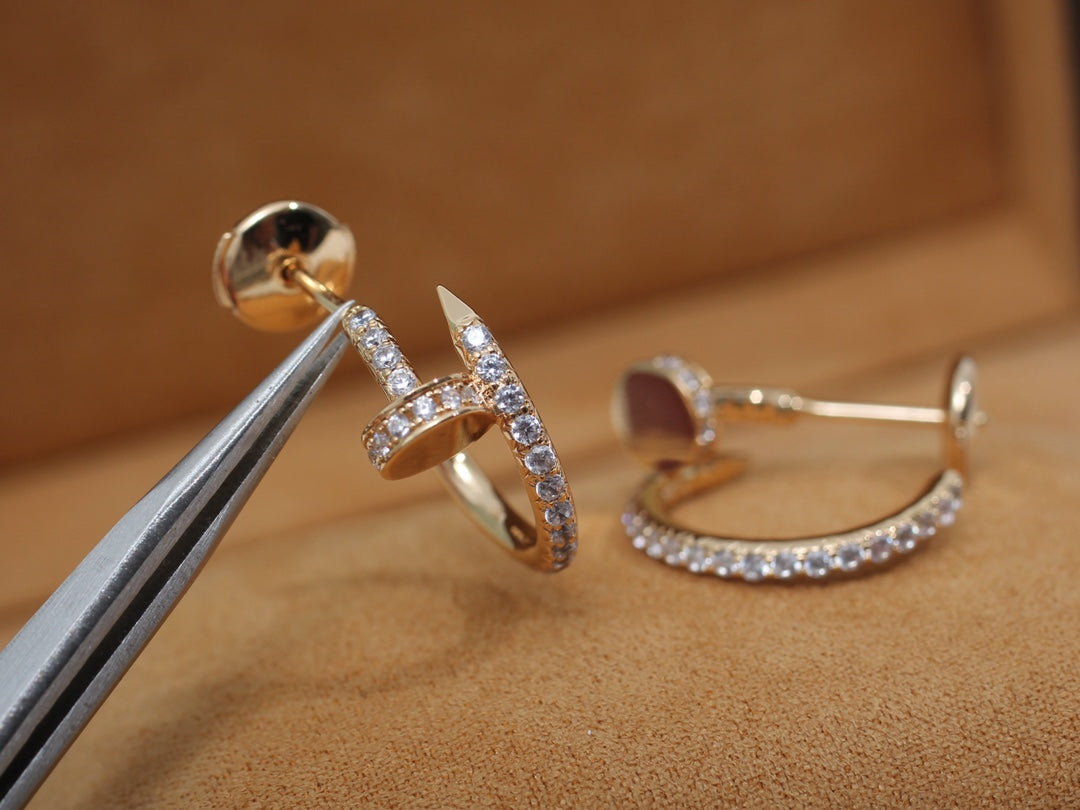CARTIER JUSTE EARRINGS 12.75MM PINK GOLD DIAMOND