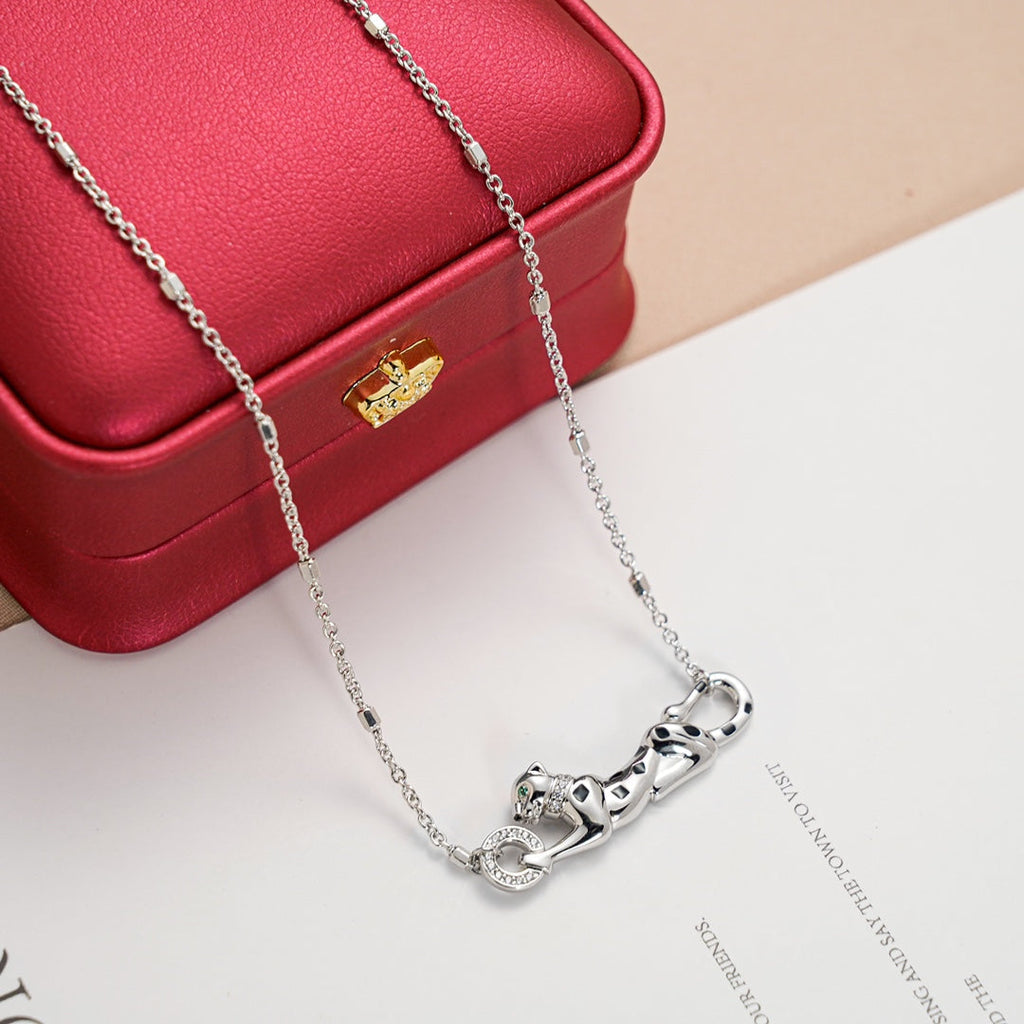 CARTIER PANTHERE PEDANT SILVER NECKLACE