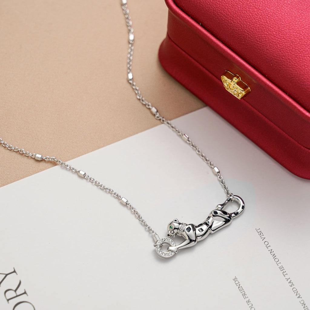 CARTIER PANTHERE PEDANT SILVER NECKLACE