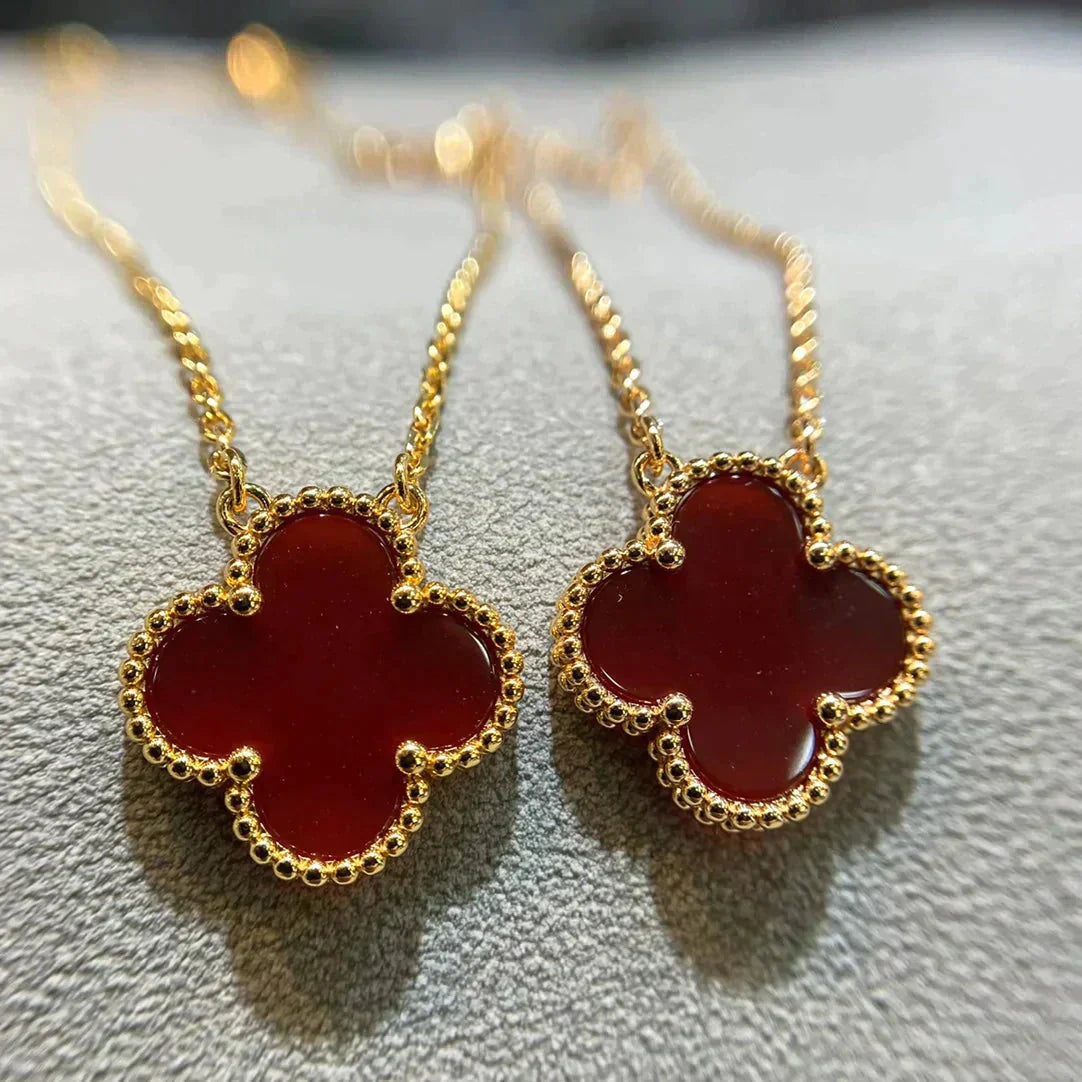 VCA CLOVER 15MM CARNELIAN SINGLE FLOWER NECKLACE