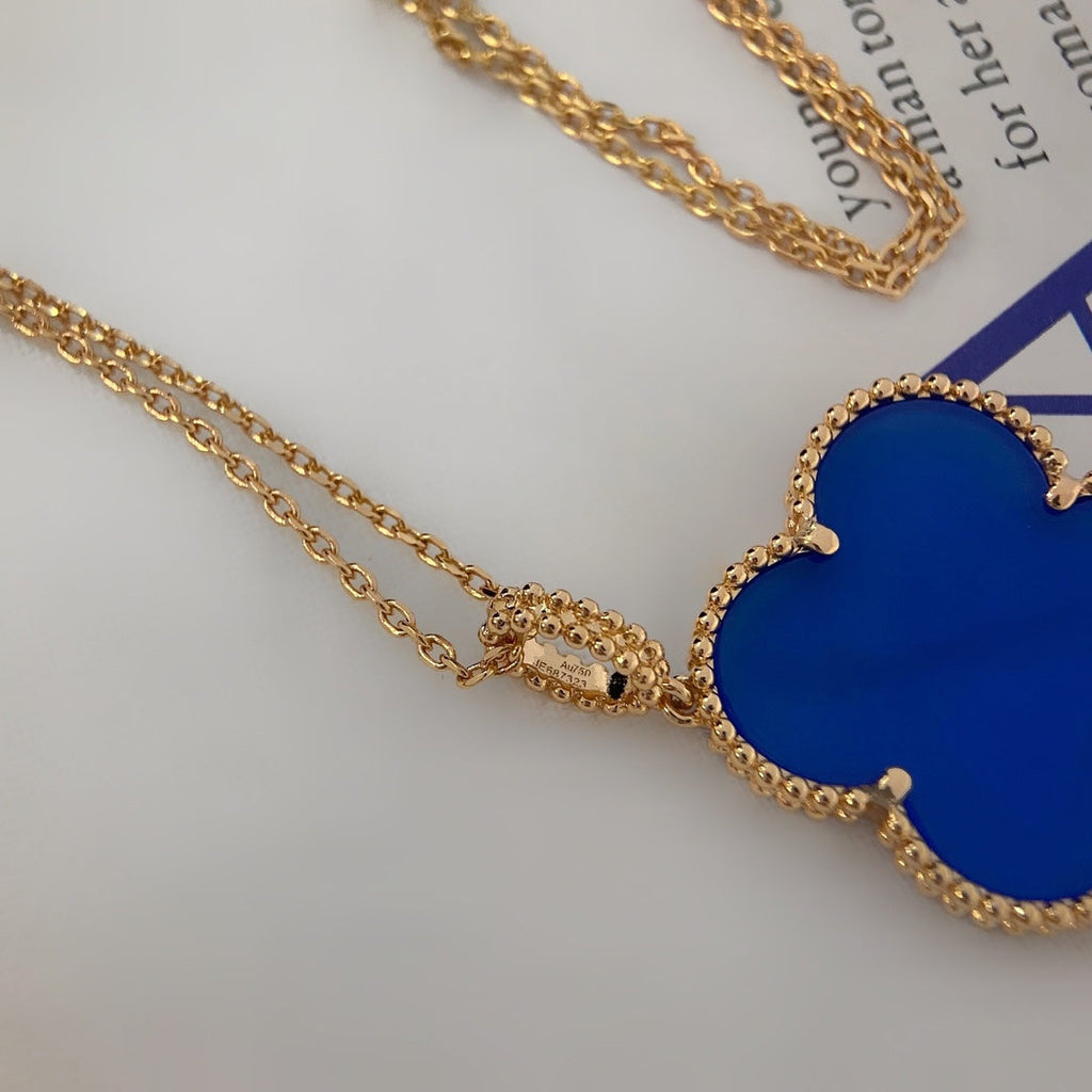 VCA CLOVER 25MM NECKLACE TURQUOISE ROSE GOLD