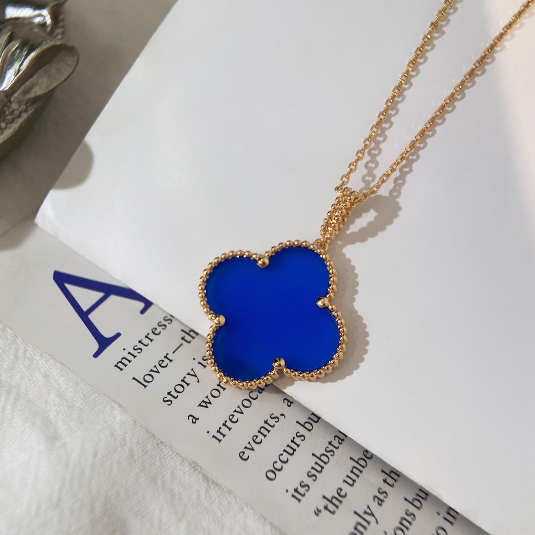 VCA CLOVER 25MM NECKLACE TURQUOISE ROSE GOLD