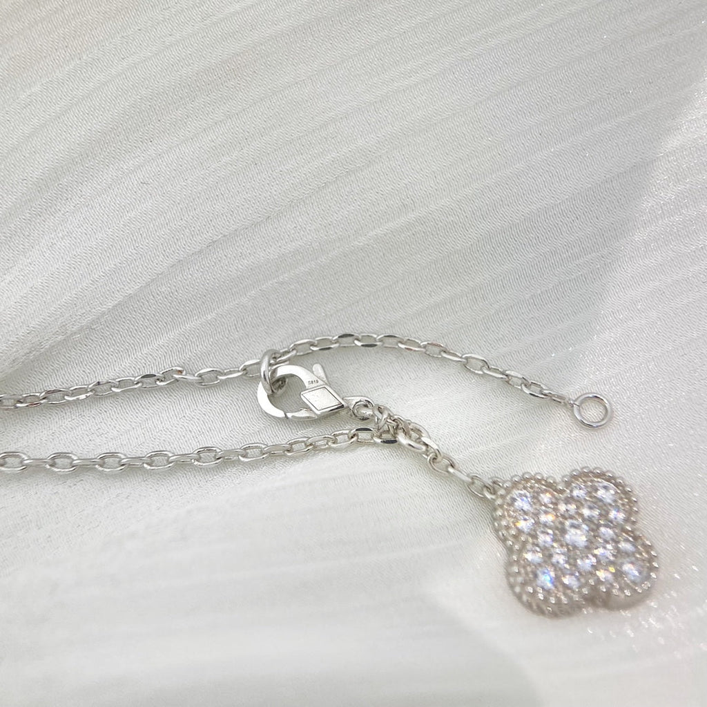 VCA CLOVER 5 MOTIFS SILVER DIAMONDS NECKLACE