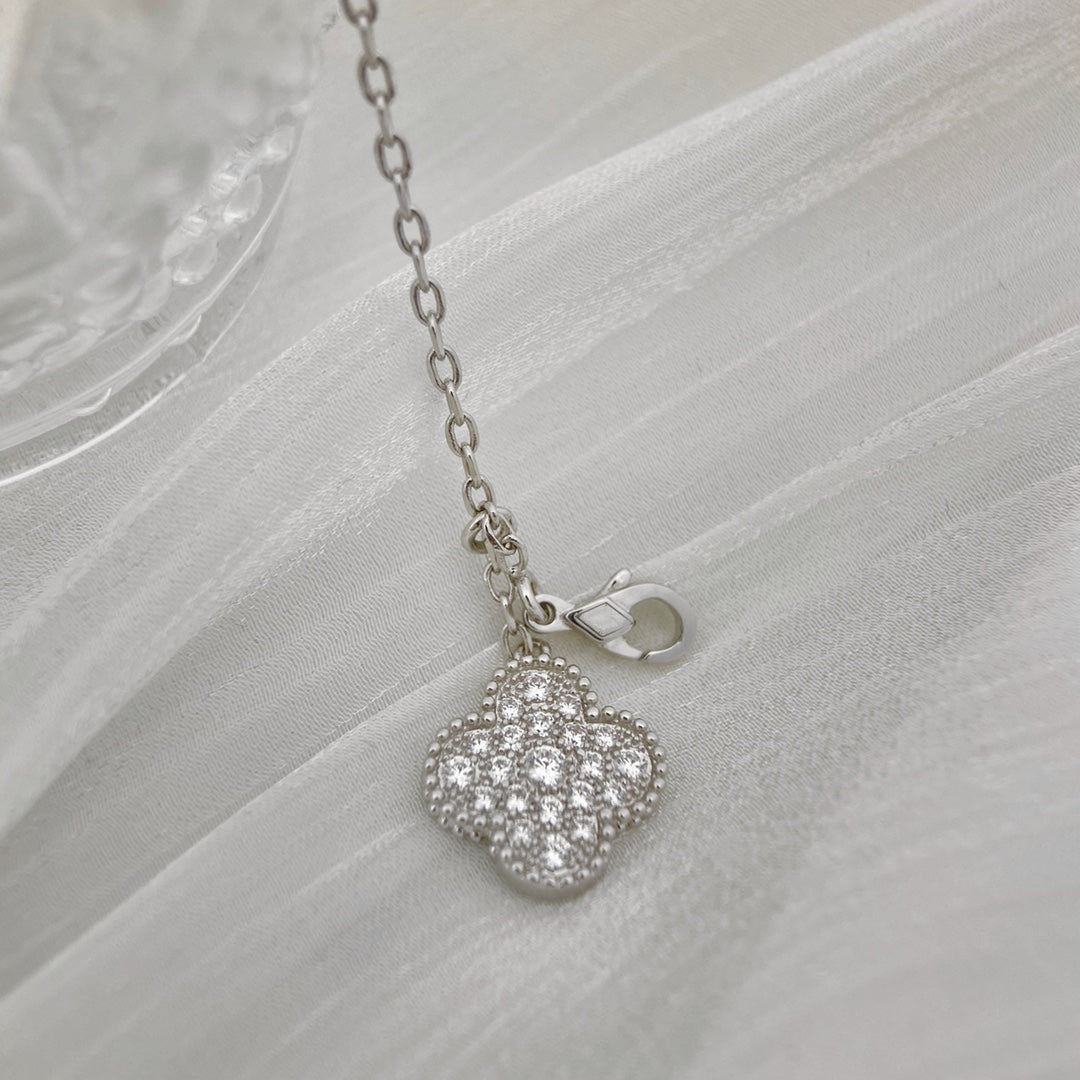 VCA CLOVER 5 MOTIFS SILVER DIAMONDS NECKLACE