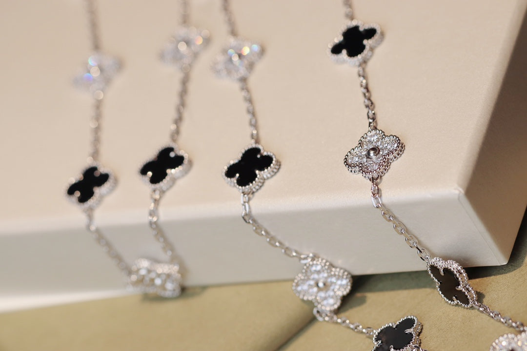 VCA CLOVER 20 MOTIFS ONYX DIAMOND SILVER
