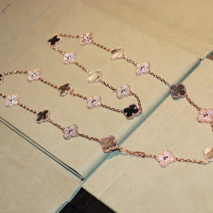 VCA CLOVER 20 MOTIFS DARK MOP DIAMOND NECKLACE