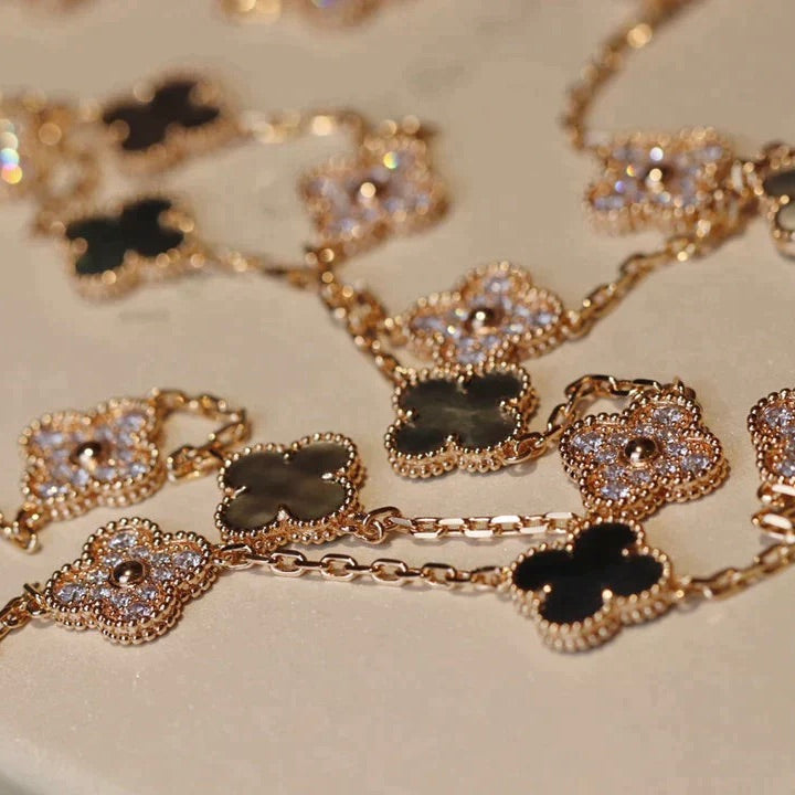 VCA CLOVER 20 MOTIFS DARK MOP DIAMOND NECKLACE