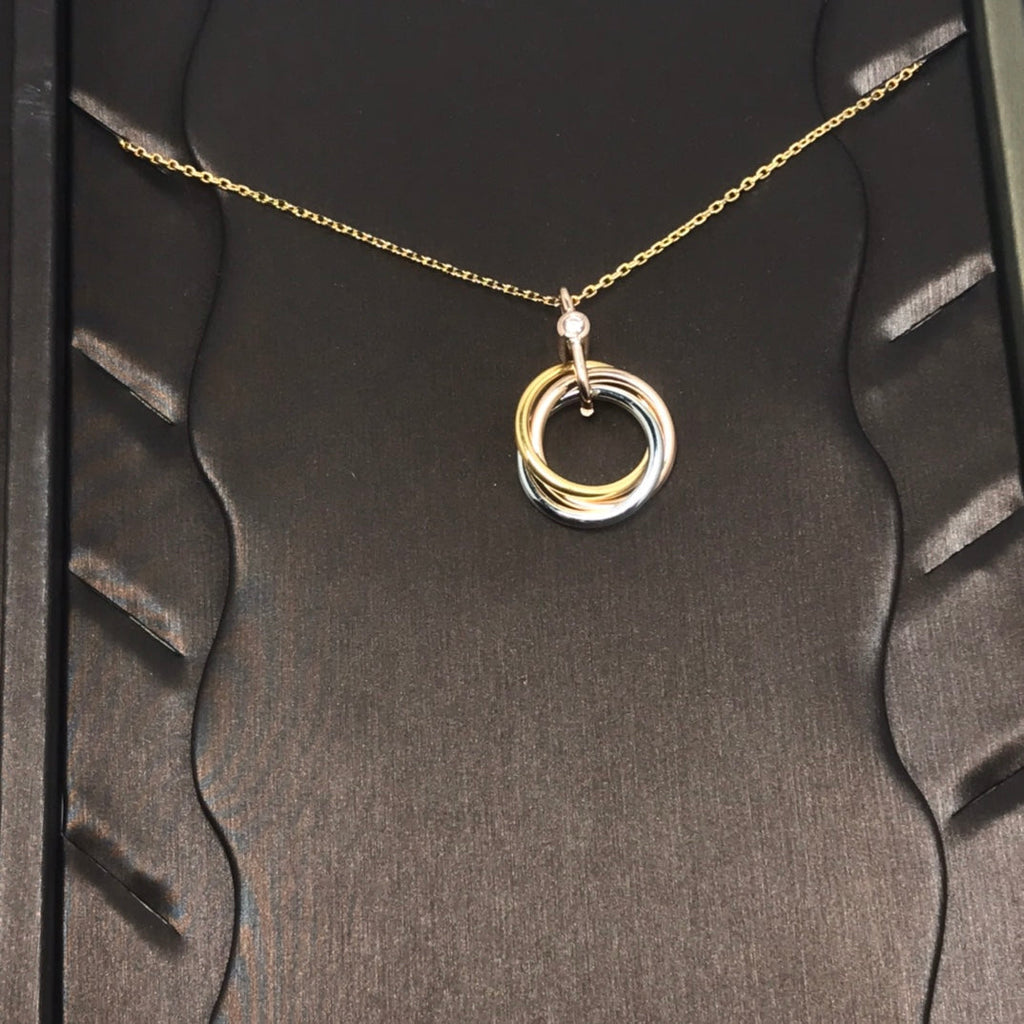 CARTIER TRINITY SILVER GOLD PINK GOLD NECKLACE