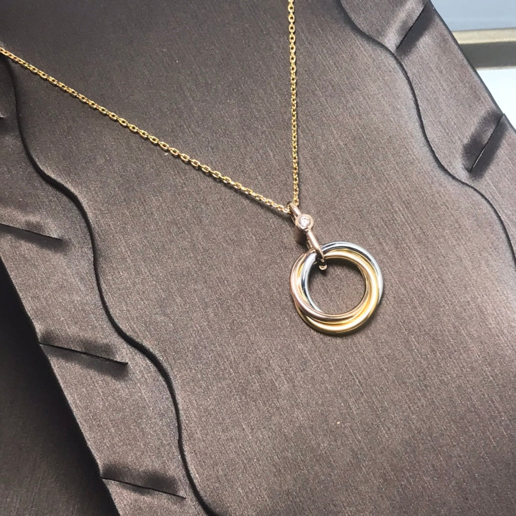 CARTIER TRINITY SILVER GOLD PINK GOLD NECKLACE