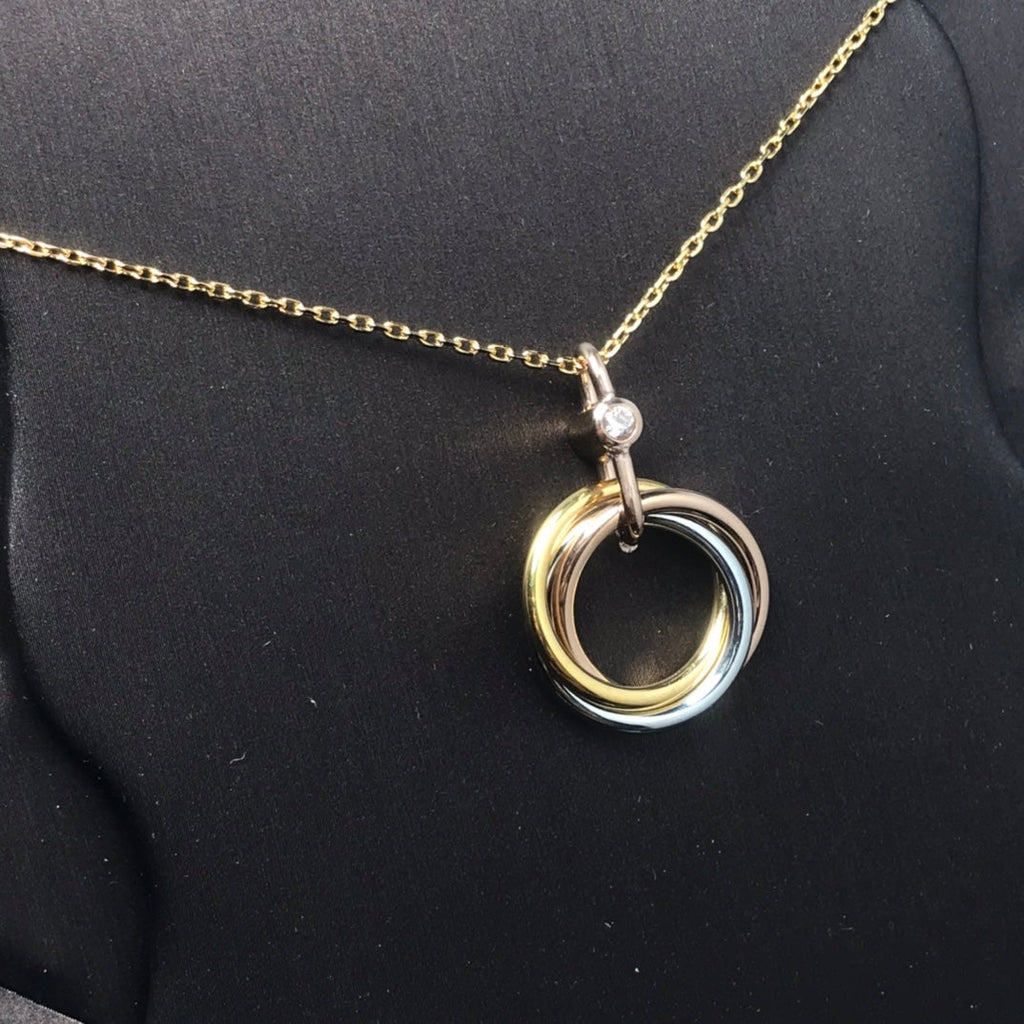 CARTIER TRINITY SILVER GOLD PINK GOLD NECKLACE