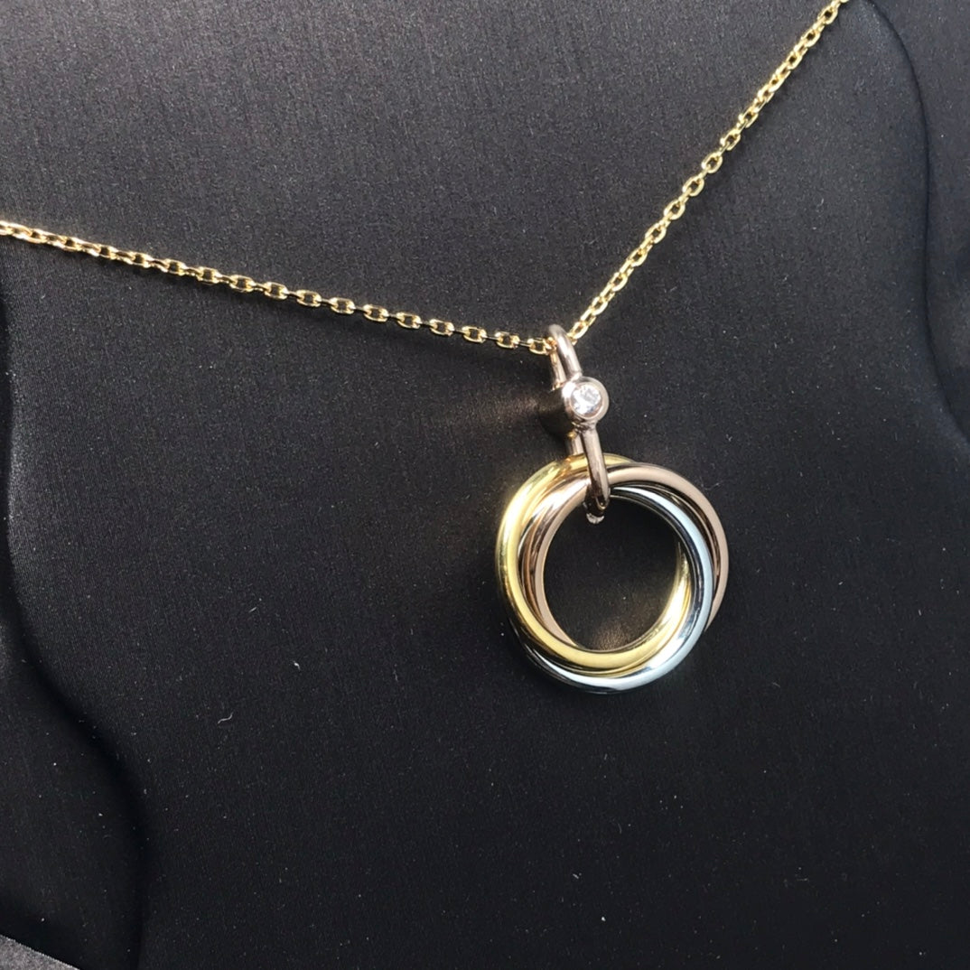 CARTIER TRINITY SILVER GOLD PINK GOLD NECKLACE