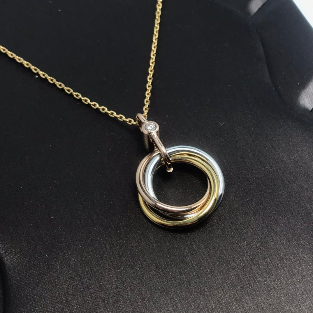 CARTIER TRINITY SILVER GOLD PINK GOLD NECKLACE