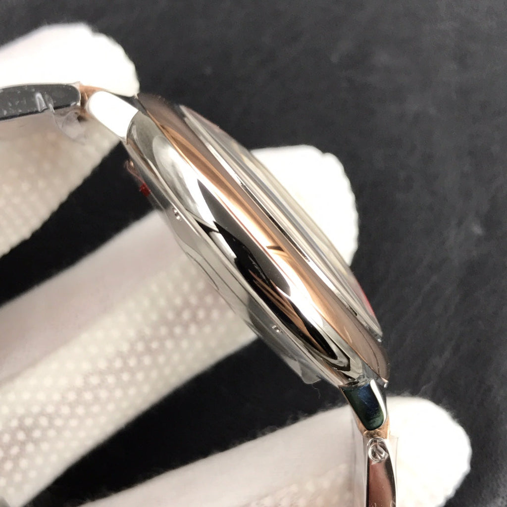 CARTIER BALLON BLEU DATE 42 TWO TONE PINK GOLD SILVER WHITE DIAL