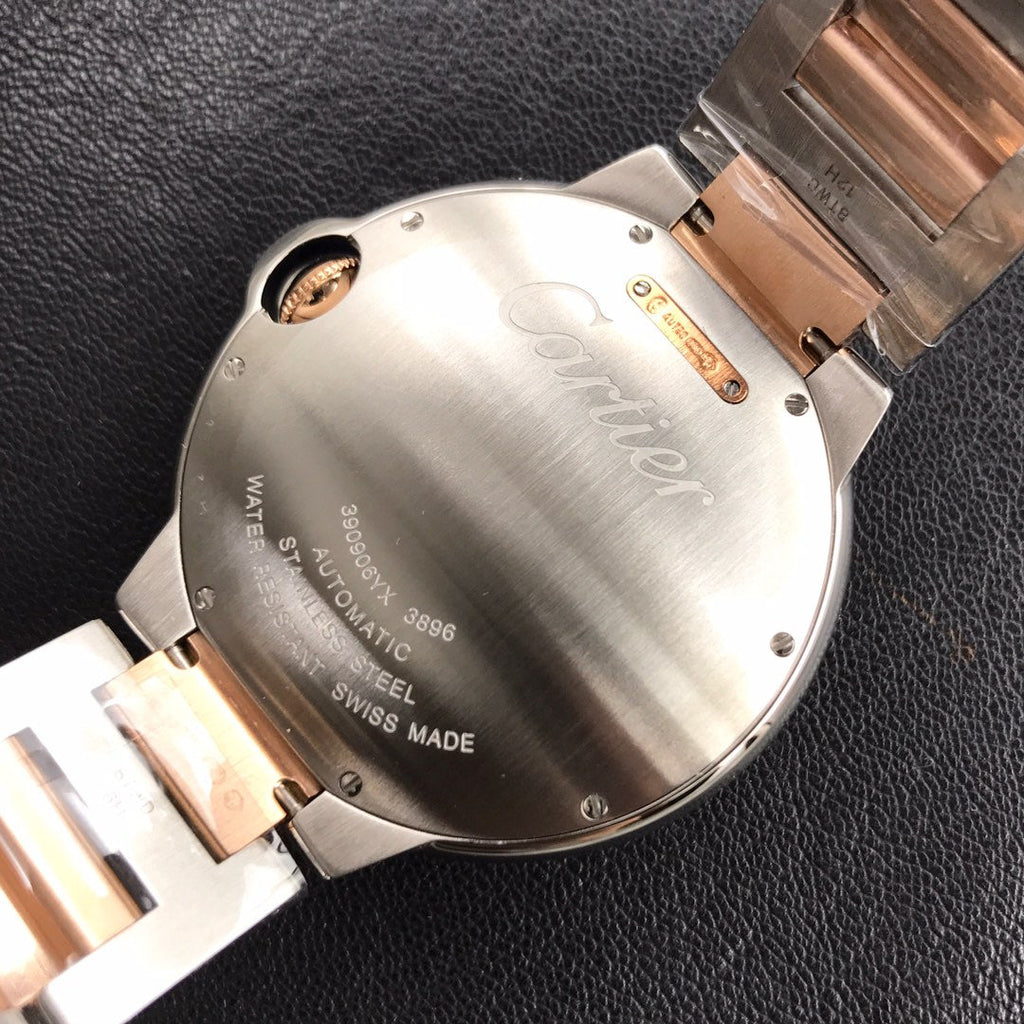 CARTIER BALLON BLEU DATE 42 TWO TONE PINK GOLD SILVER WHITE DIAL