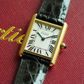 CARTIER TANK MUST DE SOLO 30MM GOLD CASE LEATHER STRAP