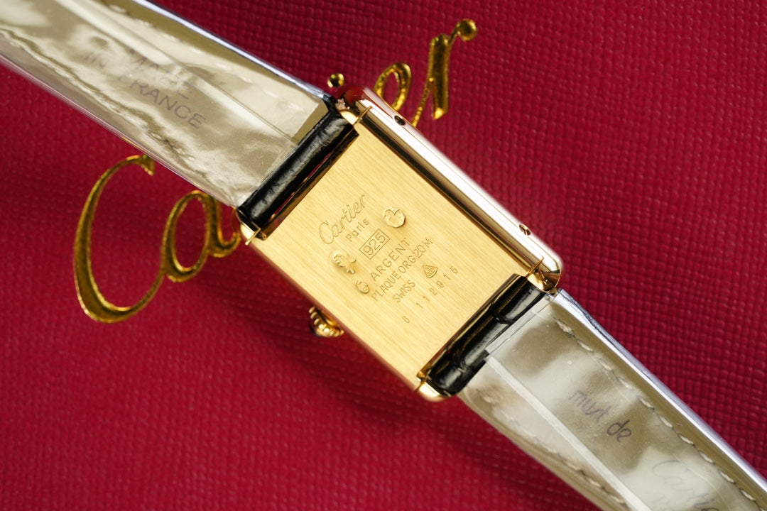 CARTIER TANK MUST DE SOLO 30MM GOLD CASE LEATHER STRAP
