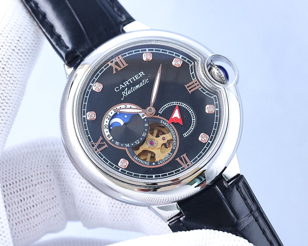 CARTIER BALLON BLEU 36MM OPEN HEART PINK DIAMOND NUMERALS