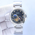 CARTIER BALLON BLEU 36MM OPEN HEART PINK DIAMOND NUMERALS STEEL STRAP
