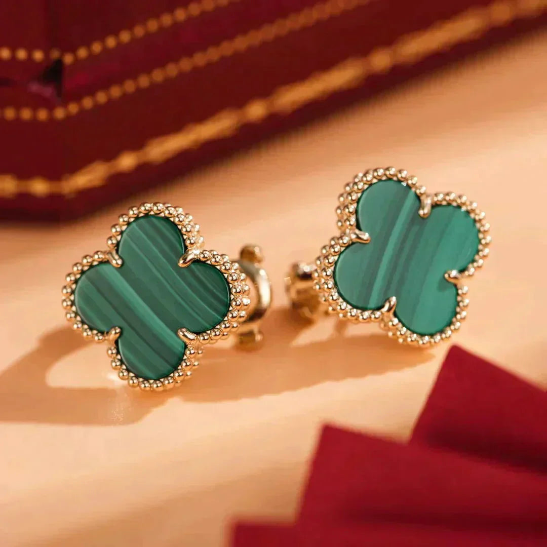 VCA CLOVER MEDIUM 1 MOTIFS MALACHITE EARRINGS