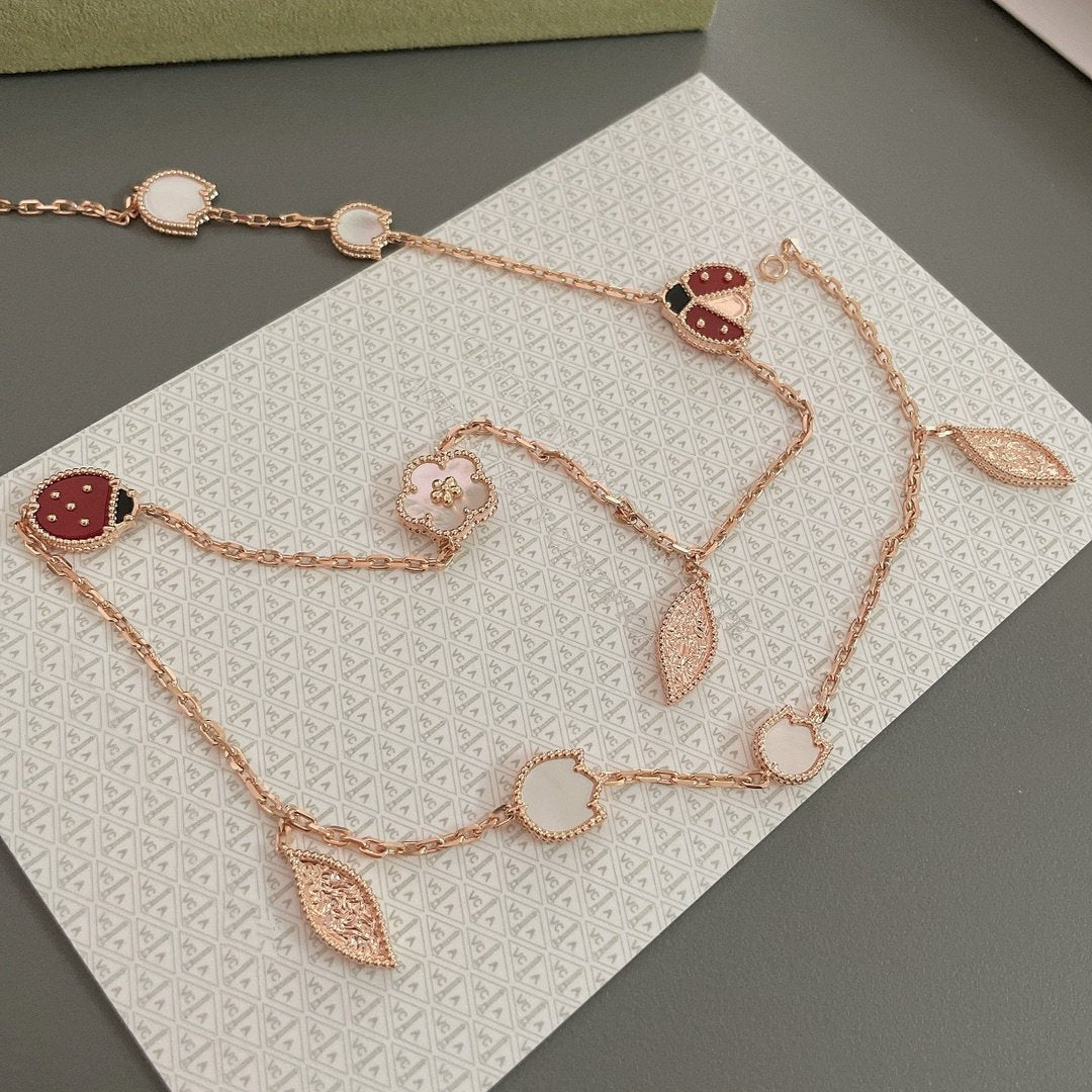 VCA LUCKY SPRING 15 MOTIFS ROSE GOLD NECKLACE