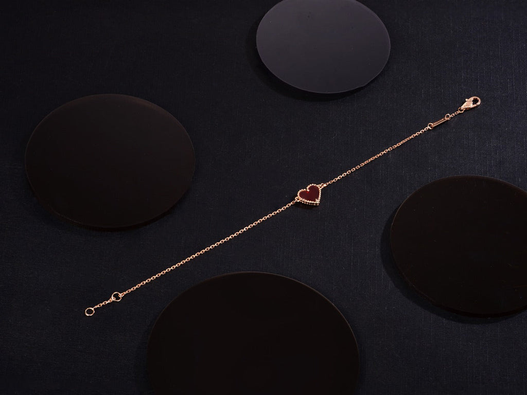 VCA HEART CARNELIAN PINK GOLD BRACELET